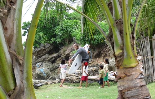 Chris chats with the children