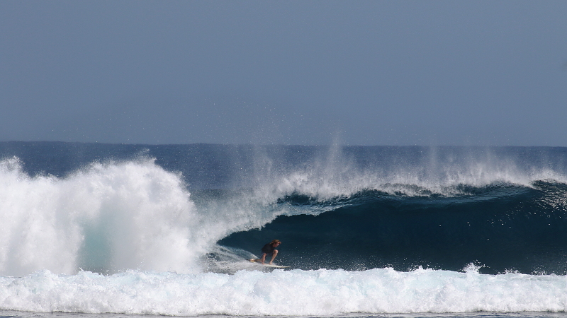 Ravi Witt lining up the tube at Way Jambu